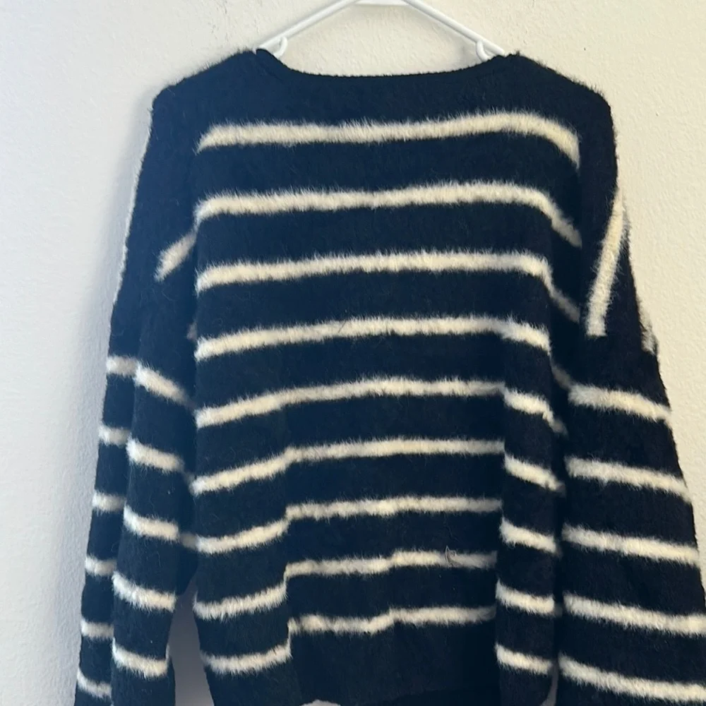J. Crew Black and White Striped Women's Sweater
